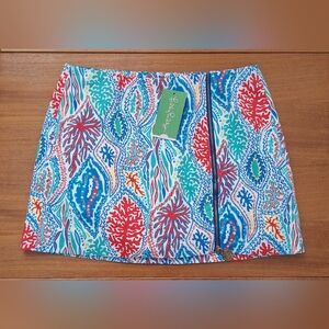 Lilly Pulitzer Auden Skort Tropical Coral Let Minnow 100% Cotton Dopamine Size 0